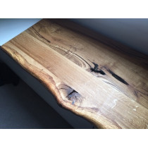 "Eiche, Leimholzplatte, rustikal plus, Baumkante vorne, 100x50x3cm, geölt, Wildeiche